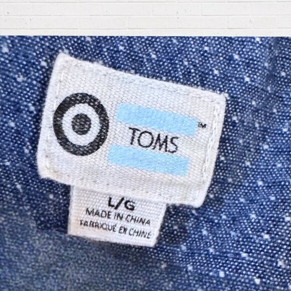TOM'S x TARGET Collab Chambray Denim Blue Swiss Dot Tunic Pullover Top Women's L - Picture 4 of 7